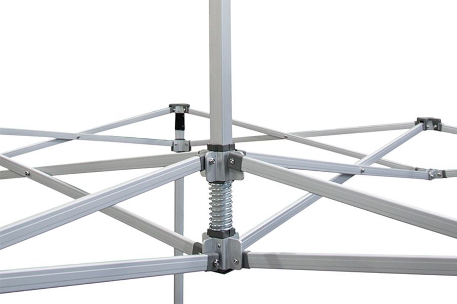 Centraal nokmechanisme met spanningsveersysteem bij de 'extreme' tent.